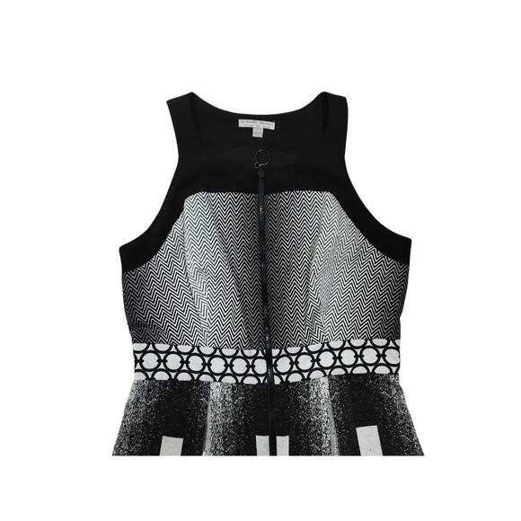 Alberto Makali Women's Black white Sleeveless Textured Fit & Flare Dress Size 10 - Picture 3 of 12